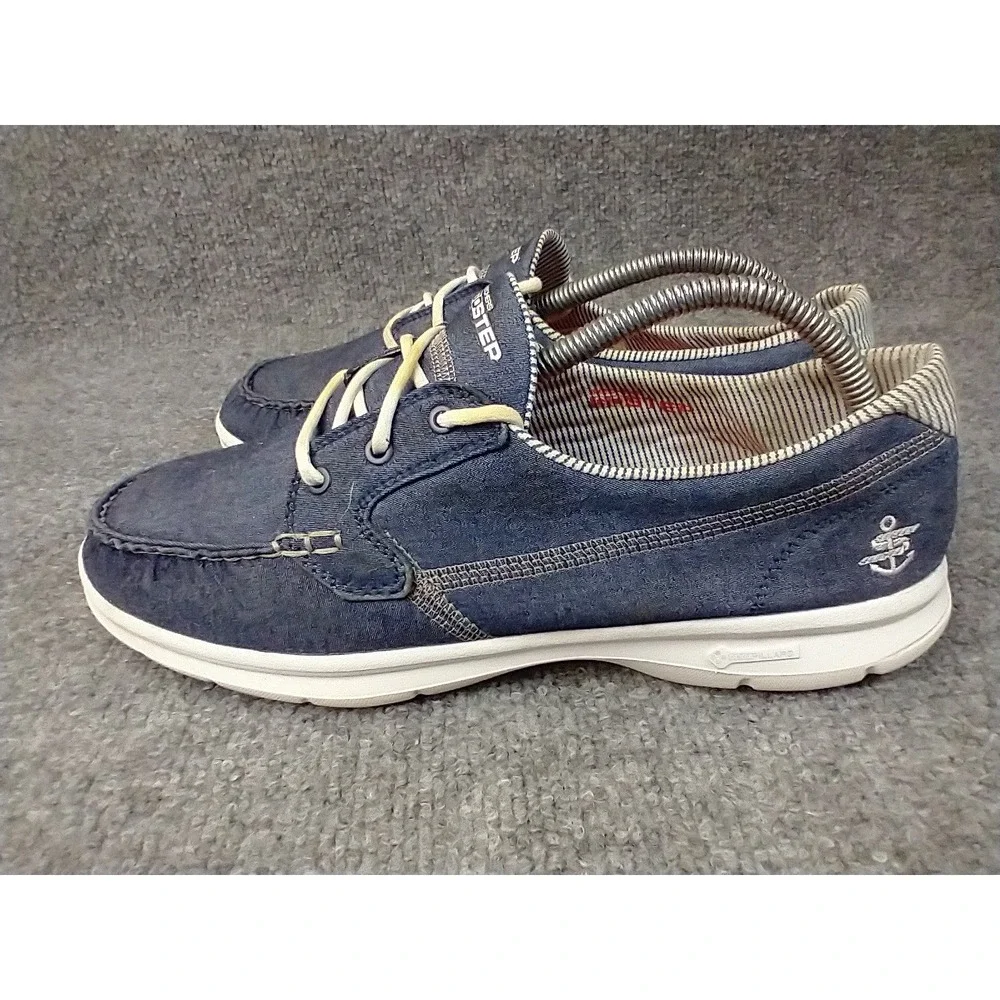 Skechers Go Step Navy Blue Boat Shoes Goga Max‎ Loafers 14428 Womens 11